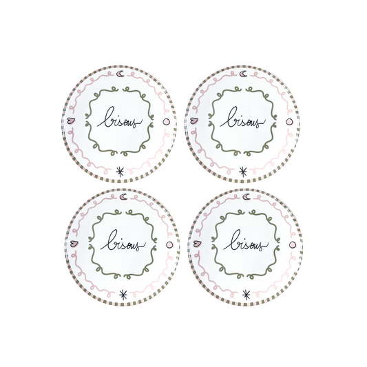 Set de 4 assiettes dessert bisous D19cm
