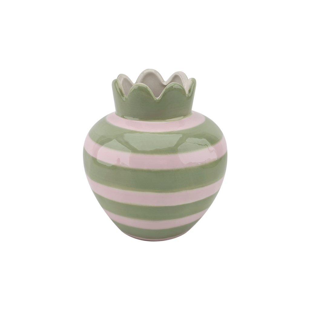 Vase Ondulé Rose – Faïence – D11,5 × H12,5 cm