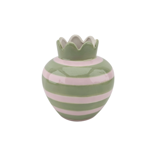 Vase Ondulé Rose – Faïence – D11,5 × H12,5 cm