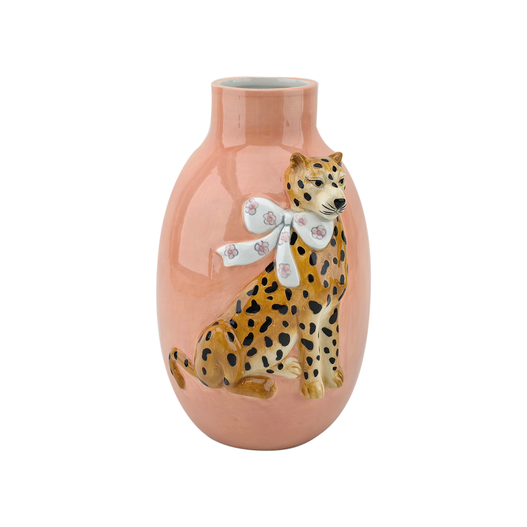 Vase Léopard Orange – Faïence Artisanale – H21,2 cm