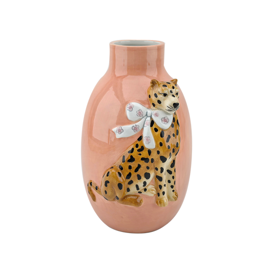 Vase Léopard Orange – Faïence Artisanale – H21,2 cm
