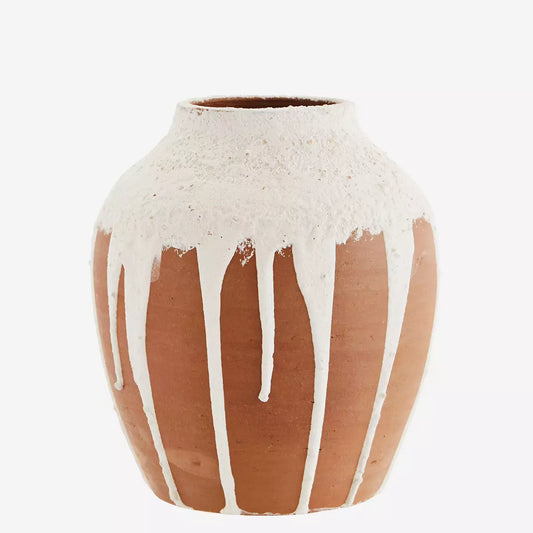 Vase terracotta et blanc 17x20cm
